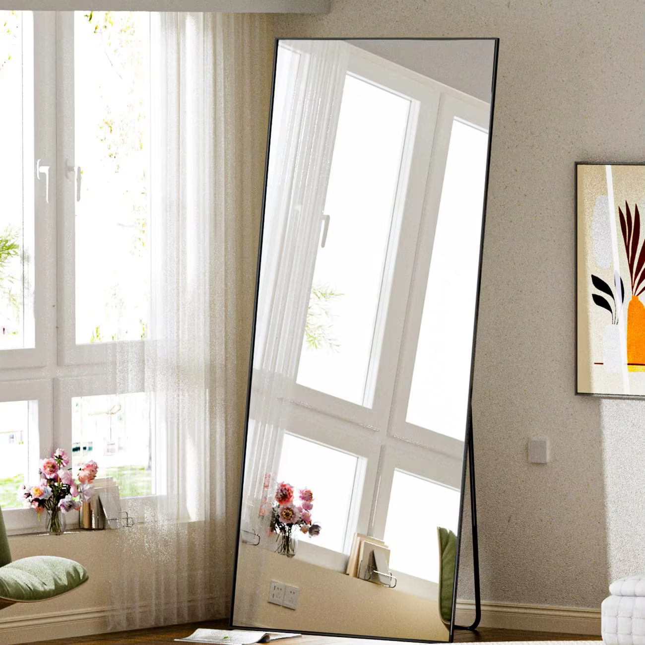 Full Length Mirror, 71"x26" Standing Hanging or Leaning Against Wall Floor Mirrors Body Dressing Wall-Mounted for Living Room,