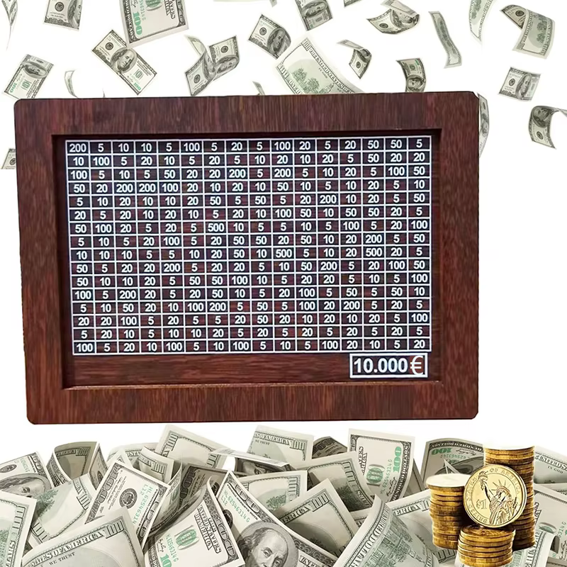 Money Box Wooden Piggy Bank Reusable Money Case with Saving Goal and Numbers Boxes 1000/2000/3000/5000/10000 Euro Piggy Bank