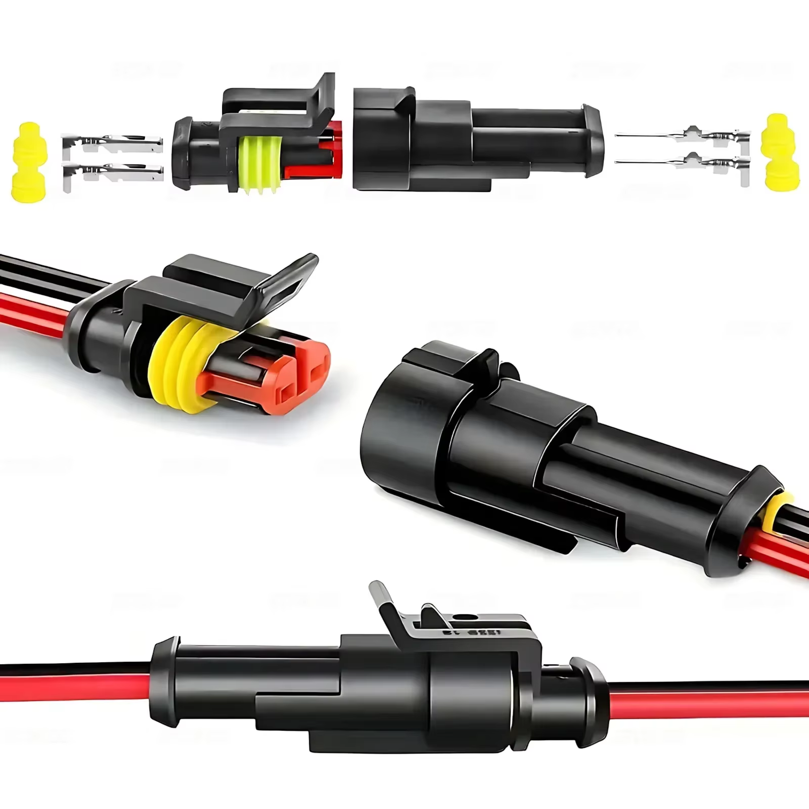 Waterproof 2 Pin Wire Connectors - Automotive Connector Kit for Car, Truck, Motorcycle, Marine Boat, Quick Connect Replacement