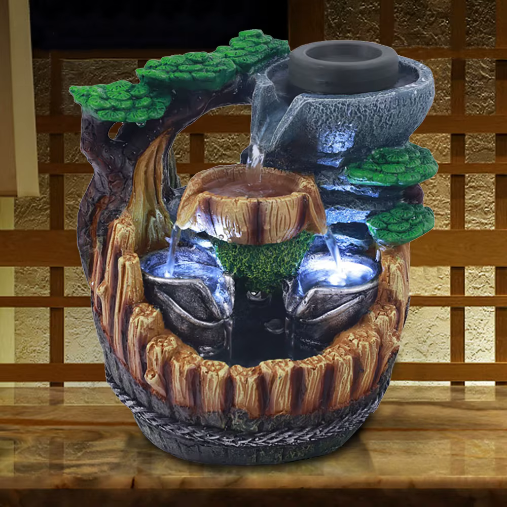 Garden Plant Waterfall Desktop Rockery Ornament Indoor Fountain Decoration