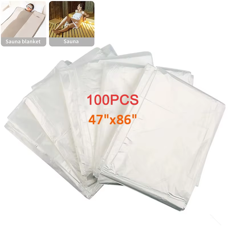 100pcs Sauna Blanket 47"x86" Liners Disposable Body Wrap Sauna Blanket Accessories Plastic Sauna Bags Plastic Sheeting