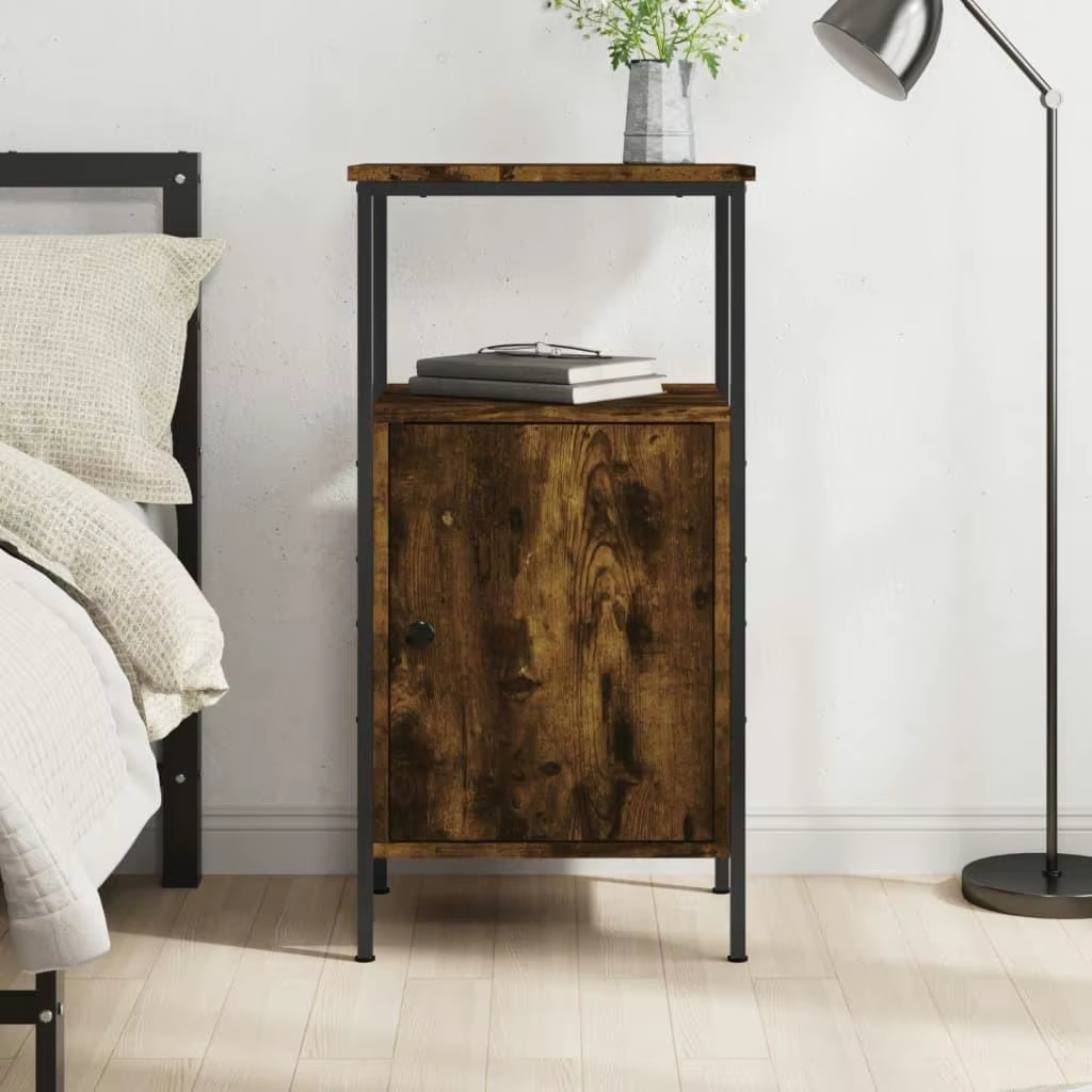 Smoked Oak Bedside Cabinet 41x31x80 cm - Stylish Engineered Wood Nightstand