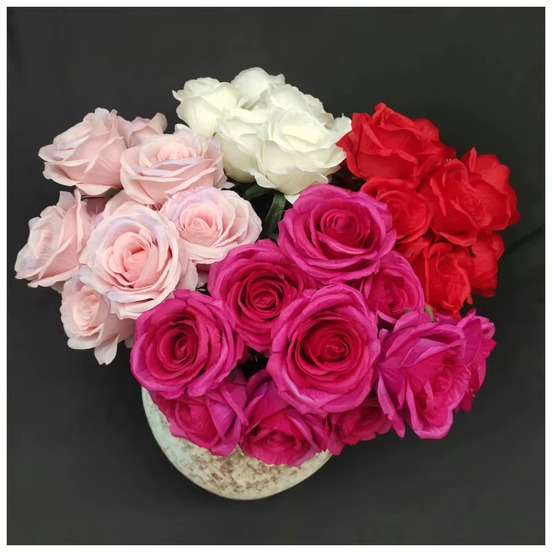 Simulation Rose Bouquet Silk Fake Flower Study Indoor and Outdoor Decoration Plants Purple Champagne Flowers Artificial Roses