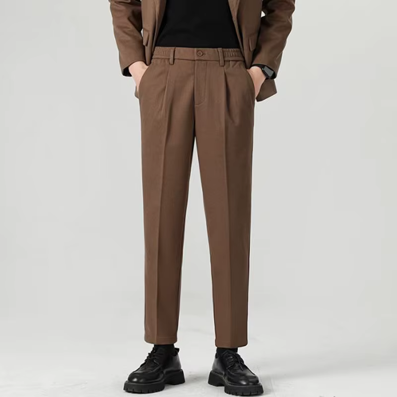 Trend In Men's Slim-fit Winter Slacks Casual Formal Tapard Pants Daily Look Essential System LP0890