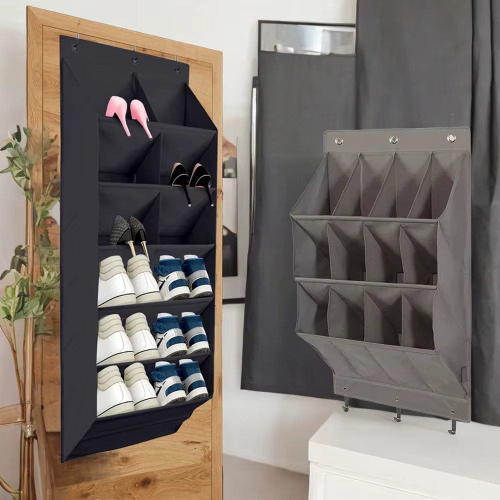 Large Capacity Grid Wall-mounted Fabric Shoe Organiser Closet Hanging Door Shoe Rack for Bedroom Bathroom Storage Sundries. Rack