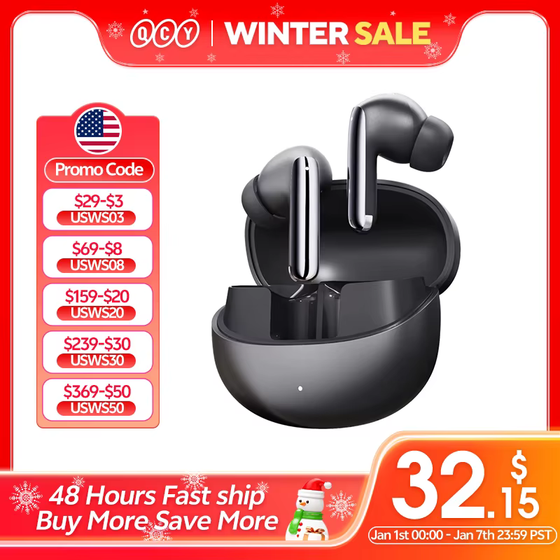 QCY MeloBuds Pro ANC Bluetooth 5.3 Earphones Wireless 46dB Hybrid ANC Hi-Res LDAC Earbuds 6 Mic Headphones 34H in-Ear Detection