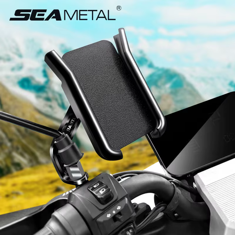 SEAMETAL Motorcycles Rearview Phone Holder For GPS Navigation Phone Bracket Motorcycle Mobile Phone Stand Rear View Accessories