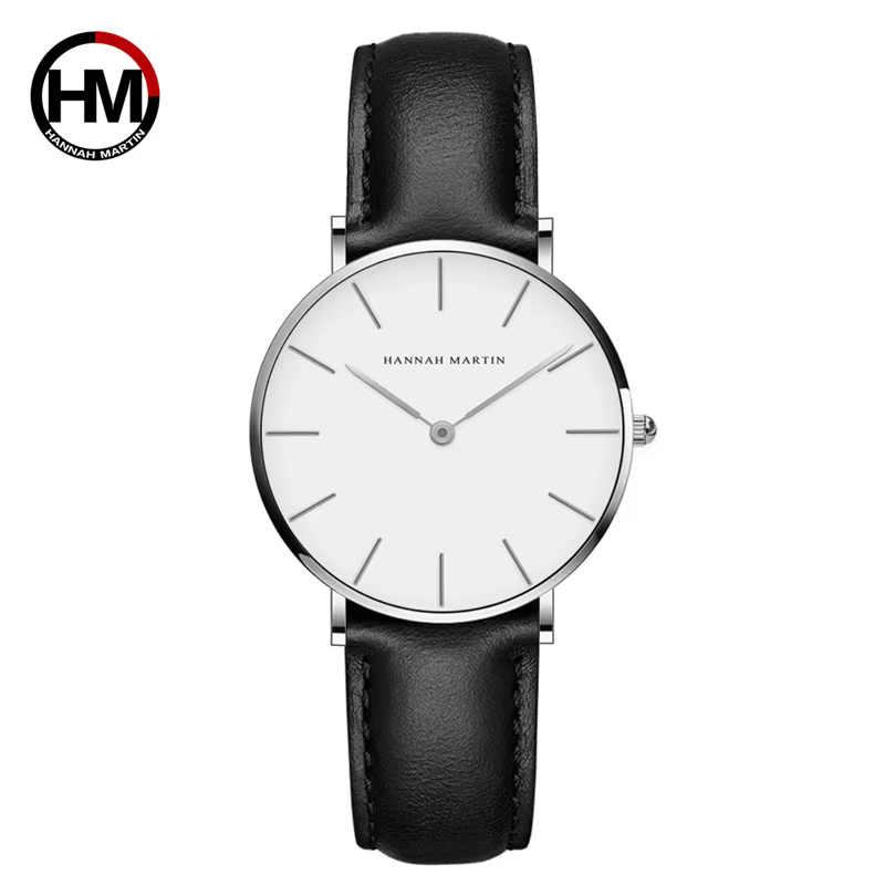 Hannah Martin Brand Japan Quartz Movement Women Fashion Watch Leather Strap Lady Wristwatches Waterproof Clock relogio feminino