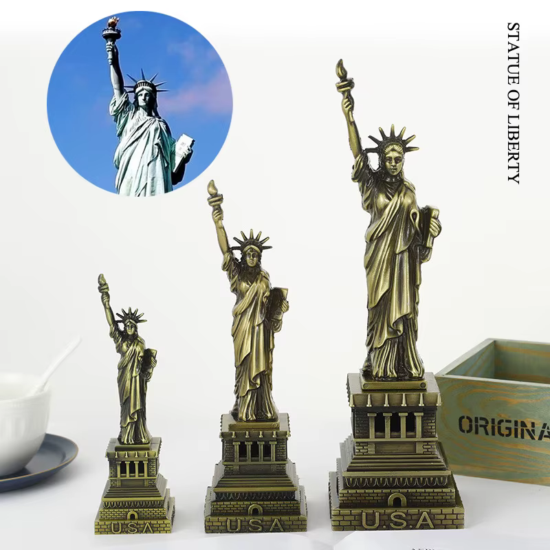 1pc 15cm American Statue of Liberty Model Ornament Metal Crafts Home Office Window Display Decoration for Christmas Gift