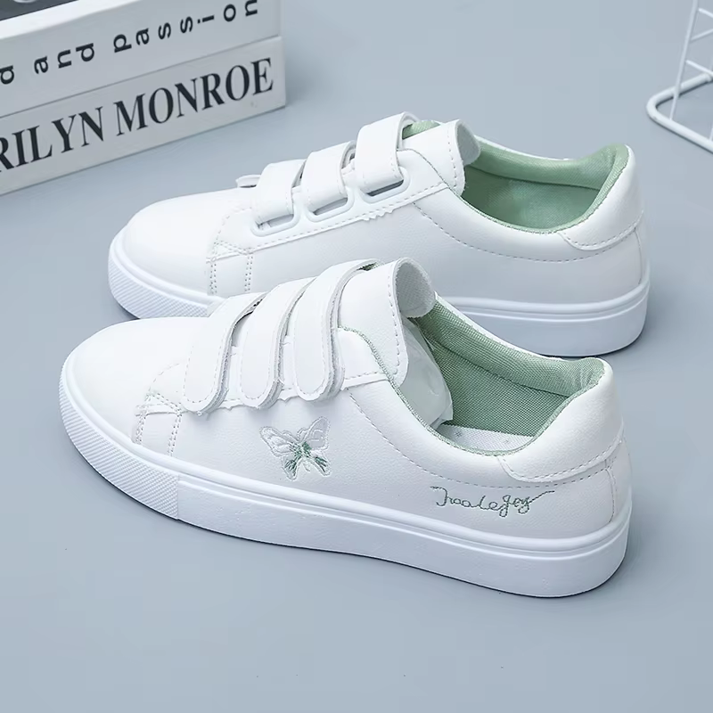 Women Running Shoes 2024 Spring Autumn Fashion White Breathable Embroidered Flower Lace-Up Casual Sneakers Zapatos De Mujer