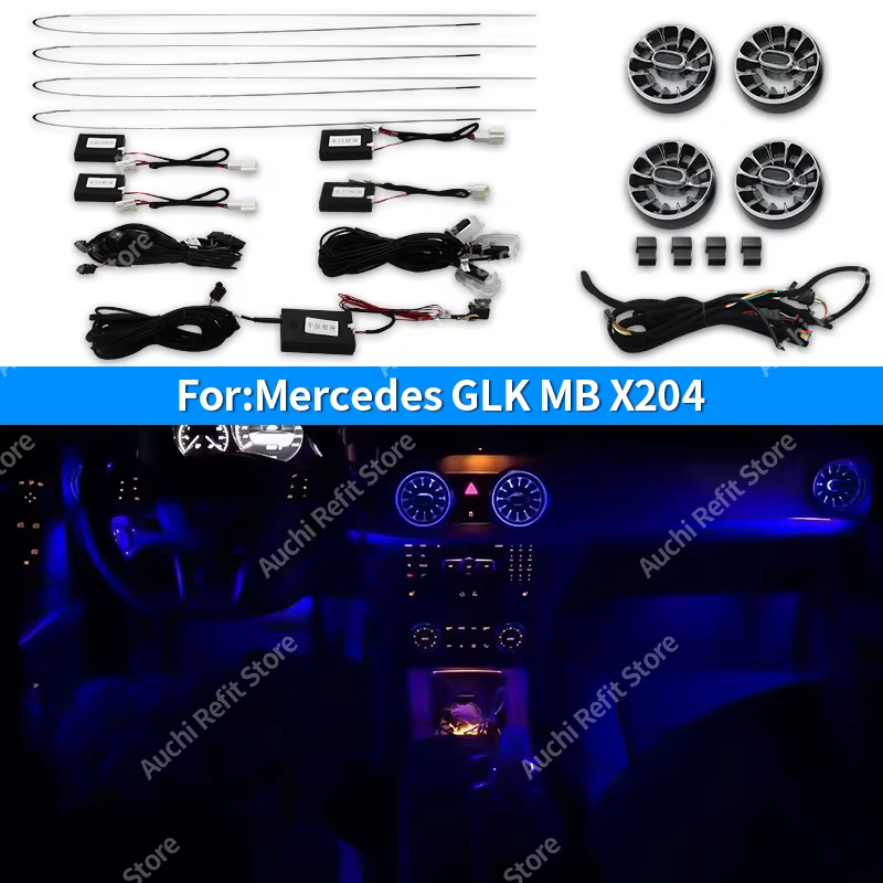 64 Colors Car Ambient light Vents For Mercedes Benz GLK MB X204 2008-2015 Turbine Outlet Dashboard Interior Neon Light Kit