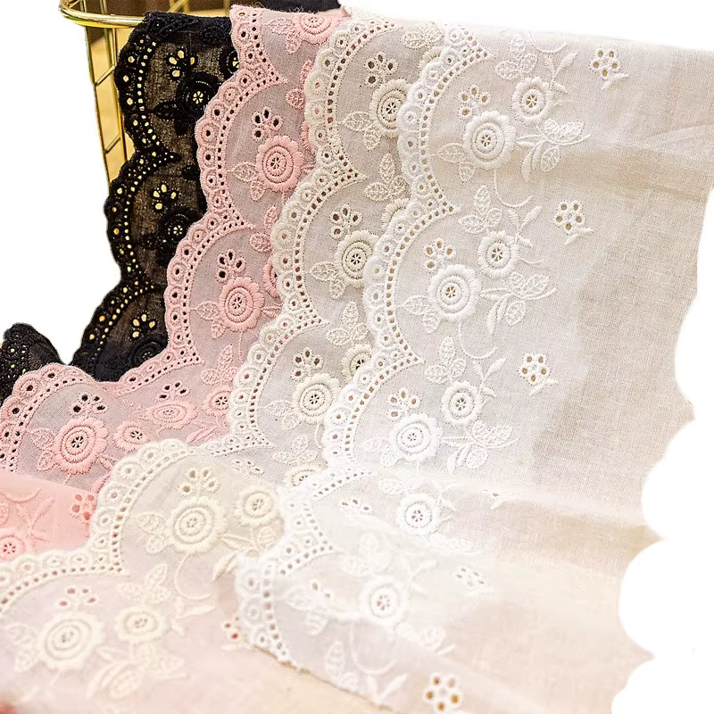 Pure Cotton Rose Lace Fabric, Soft Baby Clothing Accessories, Handmade DIY Sewing Lace Trim, 5Yards/Lot, Width 11cm