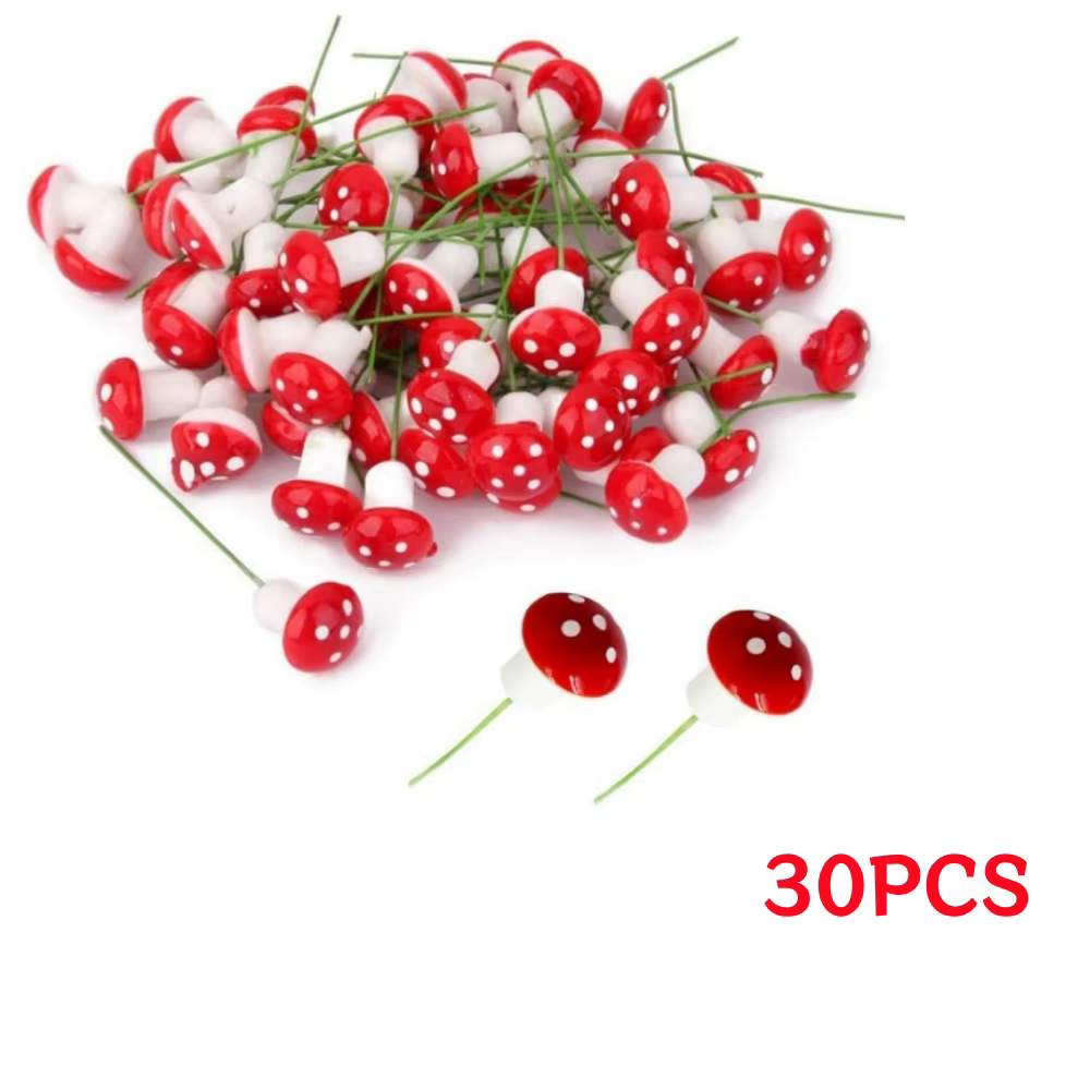 30pcs/Lot Colorful Artificial Mini Mushroom Model Fairy Garden Plant Action Figure Miniature Crafts Decorations Stakes Craft