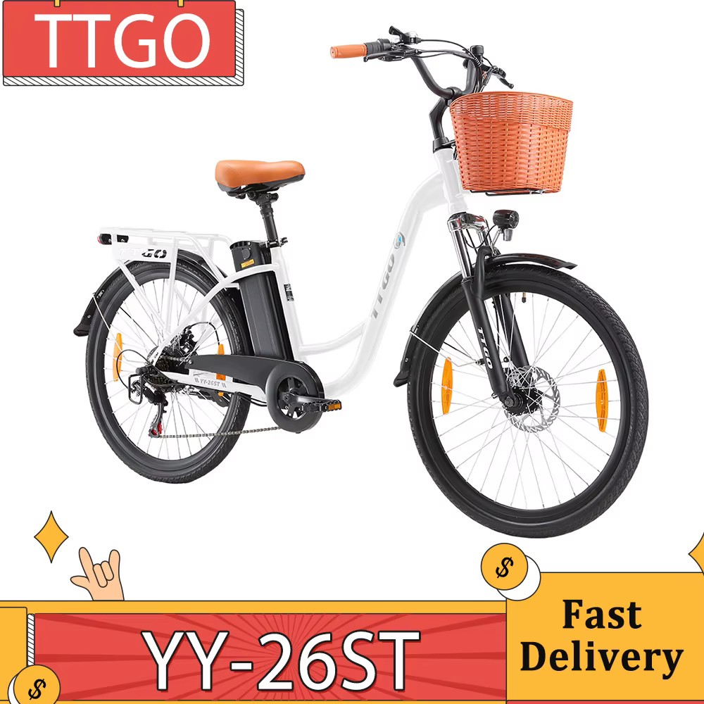 TTGO YY-26ST Electric Bike, 250W Motor, 36V 14.5AH Battery, 26*1.95-inch Tires, 25km/h Max Speed, 100km Max Range, Disc Brake