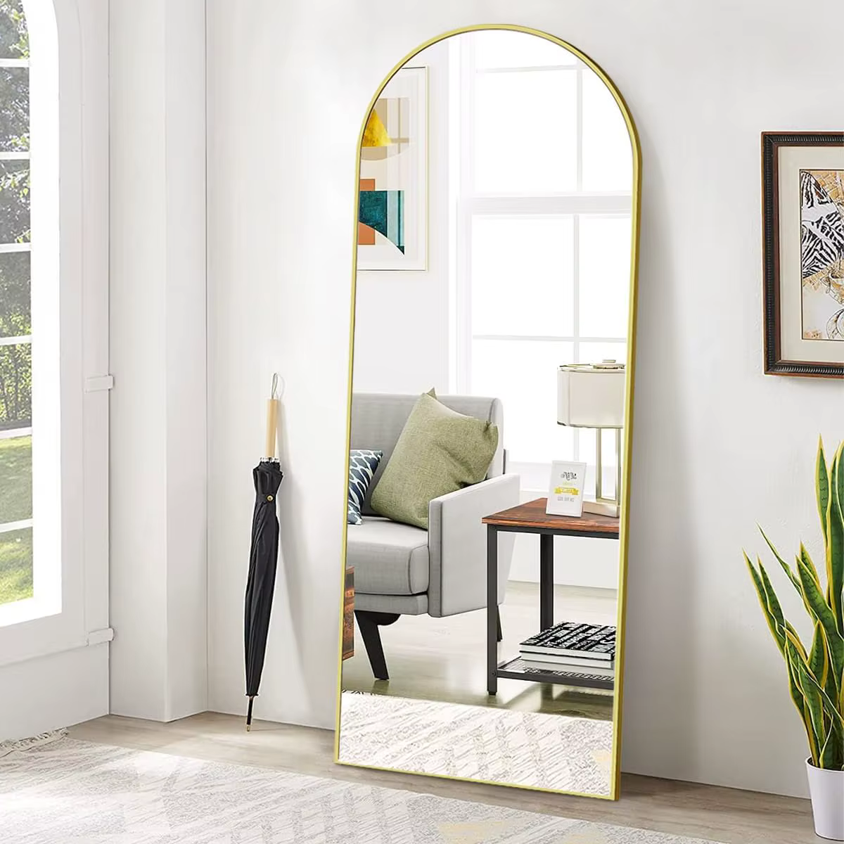 65"x24" Arch Floor Mirror, Full Length Mirror Wall Mirror Hanging or Leaning Arched-Top Full Body Mirror with Stand for Bedroom