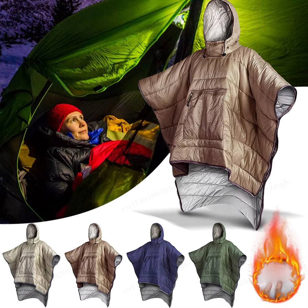 Outdoor Wearable Cloak Sleeping Bag Camping Cape Sleeping Bag Outdoor Cold Blanket Lightweight Portable Thermolite