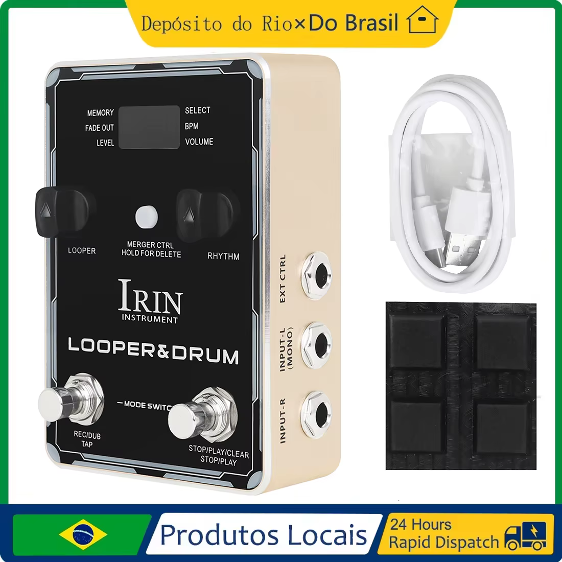 IRIN XS-04 Mini Single Effect Pedal Loops＆Drum Electric Guitar Pedal Machine 40 Storage 100 Drum Rhythms 10 Metronomes Effect