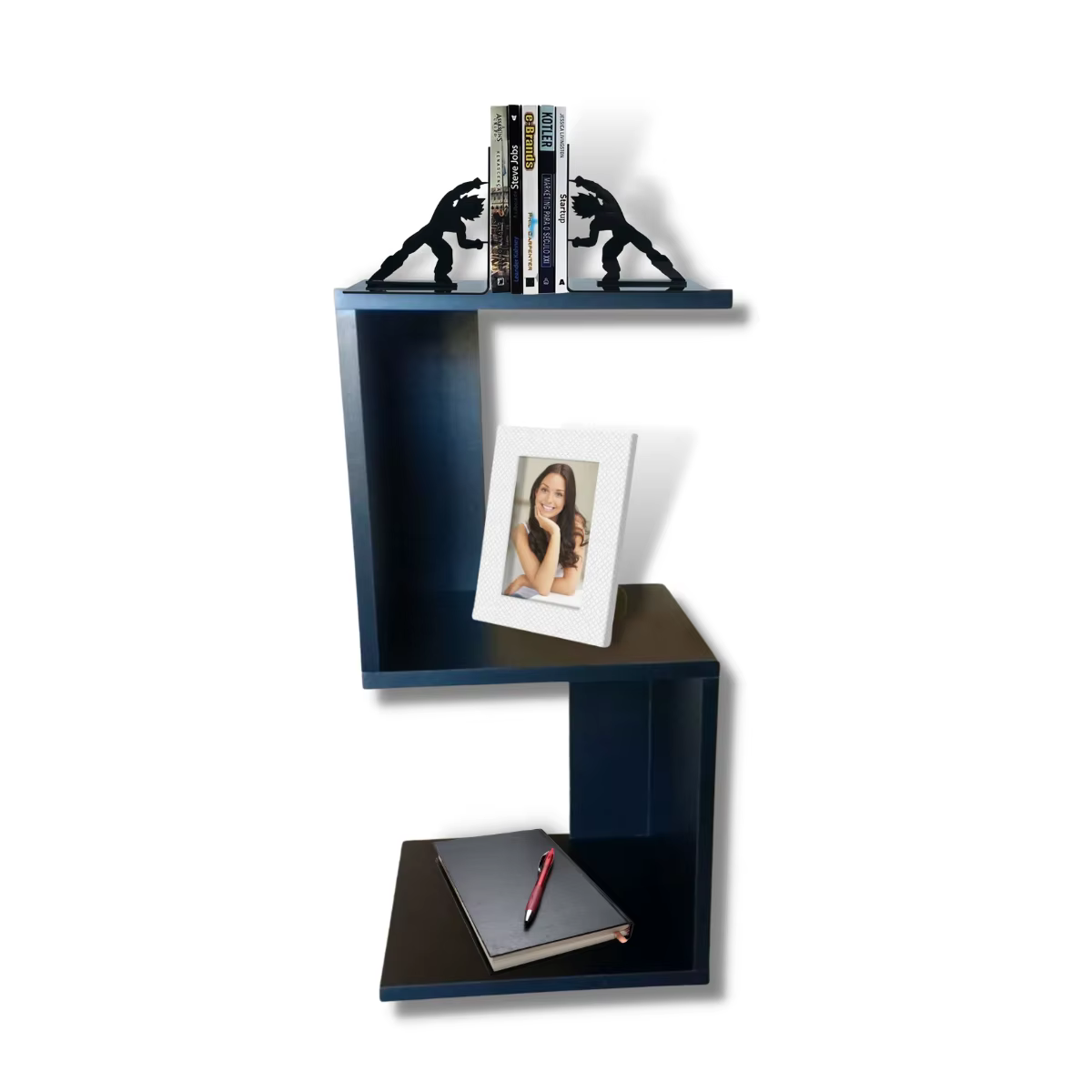 Bedside Table Niche Corner Bedroom MDF Black 60cm height