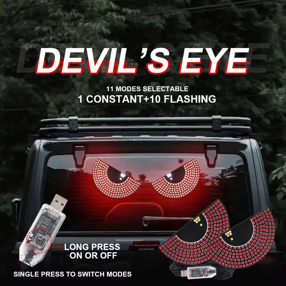 2pcs Car Devil Eyes Light USB LED Matrix Pixel Panel Devil‘s Eyes Animation Display Windshield Decorations Warning Ambient Light