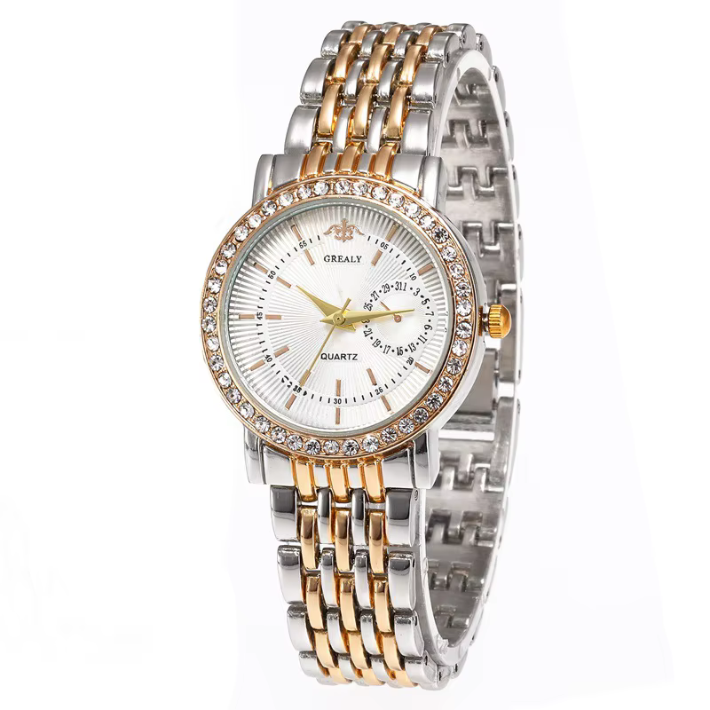 New Luxury Exquisite Women Quartz Watch Business Fashion Casual Round Rhinestone Quartz Watch Gift For Friends Family Relogio