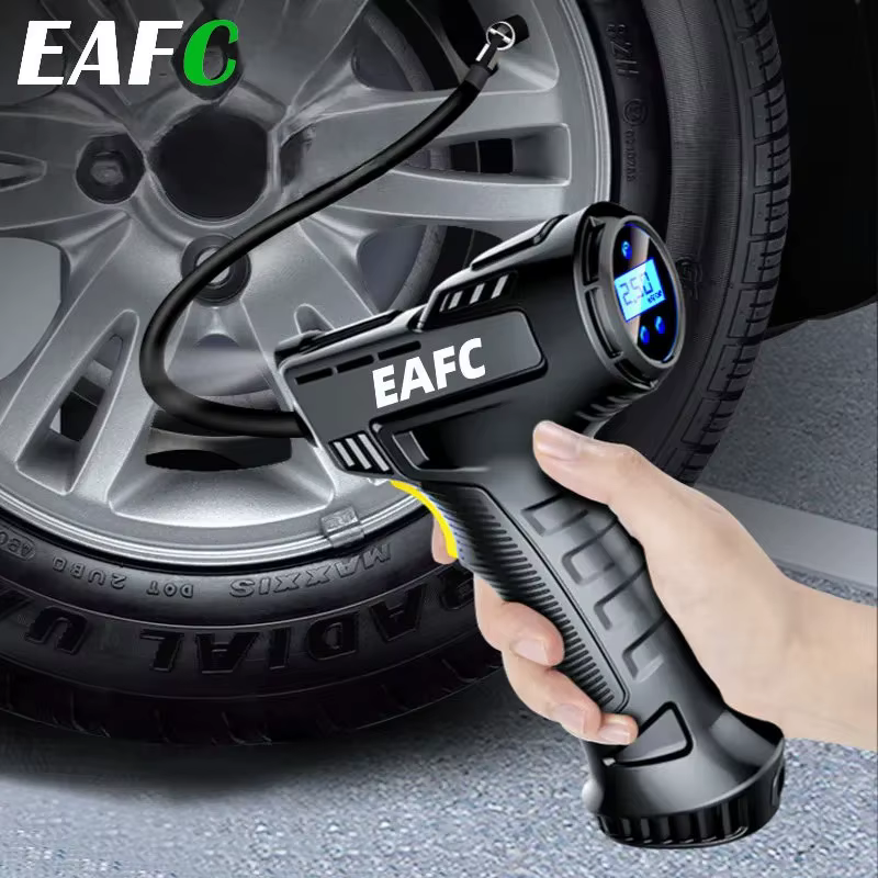 EAFC 120W Handheld Air Compressor Wireless/Wired Inflatable Pump Portable Air Pump Tire Inflator Digital for Car Bicycle Balls