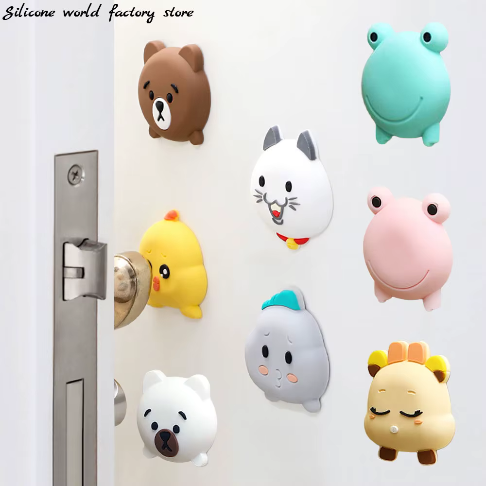 Silicone World Door Handle Anti-collision Pad Wall Sticker Mute Door Stoppers Refrigerator Collision Pad Silent Shock Absorber