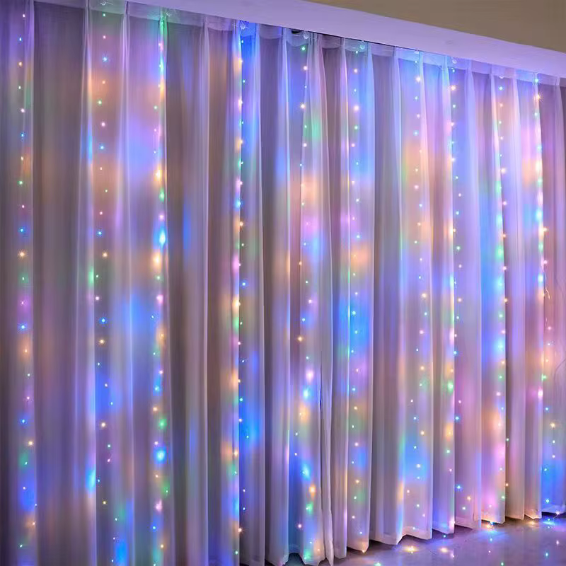 Holiday Decoration New Year 2025 Christmas Light Fairy Lamp LED 8 Mode USB Curtain String Light Wedding Party Home Bedroom Decor