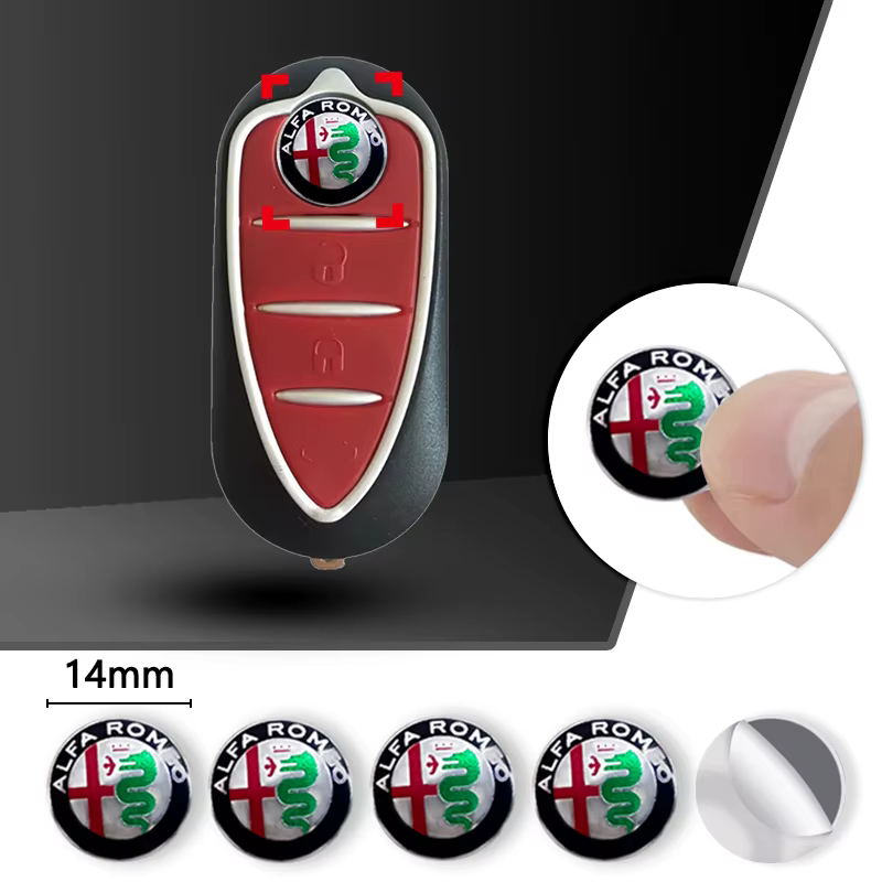 5/10PCS 14mm Car Key Shell Sticker Car Key Remote Fob Decal Auto Parts For Alfa Romeo Sportiva 156 Stelvio Giulia Giulietta