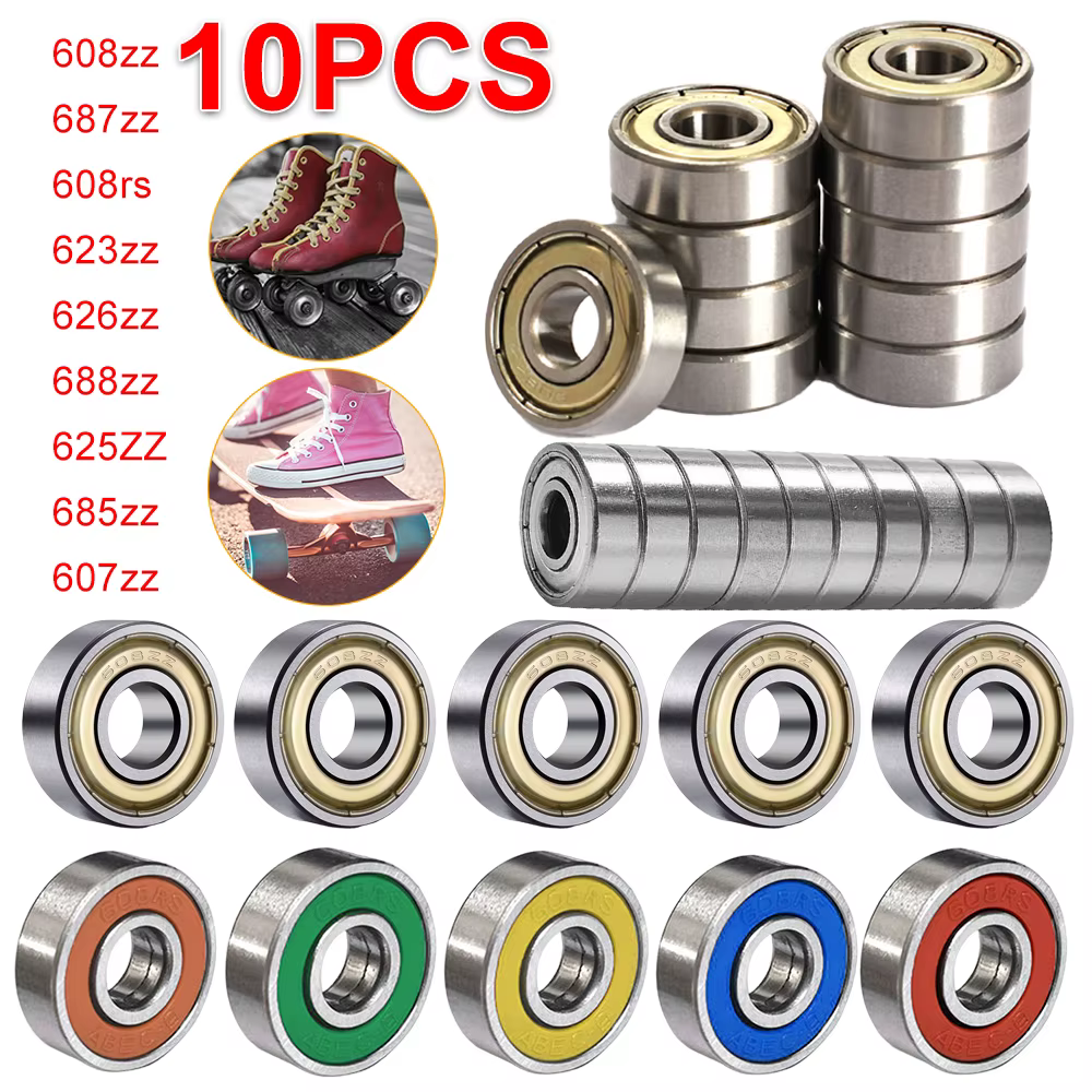 40-10Pcs Ball Bearings 608ZZ 623ZZ 626ZZ 687ZZ 607ZZ Deep Groove Miniature Bearings for Skateboard Scooter 3D Printers Bearings