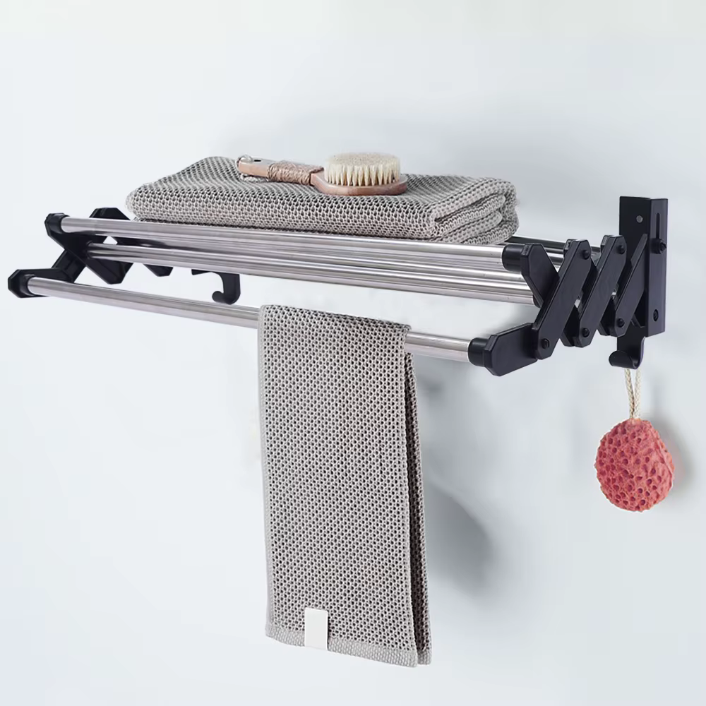 50cm Folding Towel Rack, Retractable Wall Mounted Drying Rack For Bathroom, Kitchen, Toilet And Laundry Room