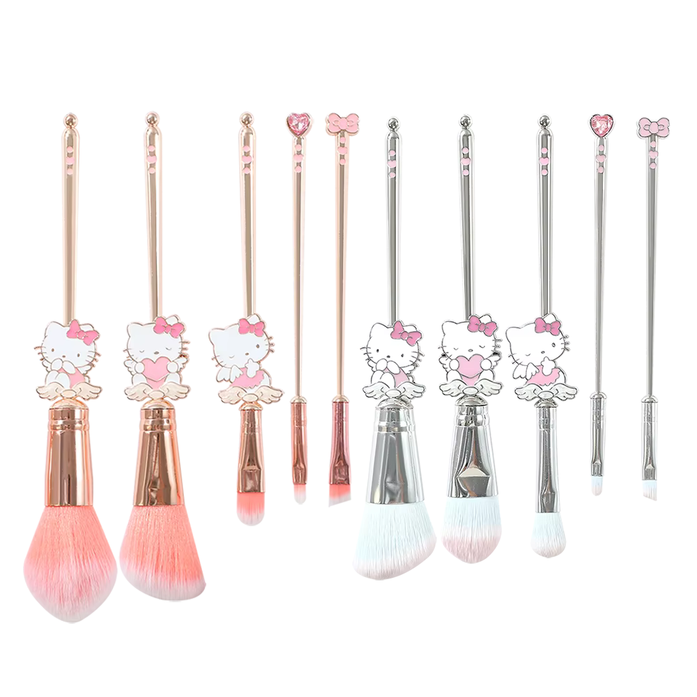 5Pcs Metal Makeup Brush Set Sanrio Hello Kitty Makeup Brushes for Cheeks Eye Cosmetic Foundation Brush Girlfriend Christmas Gift