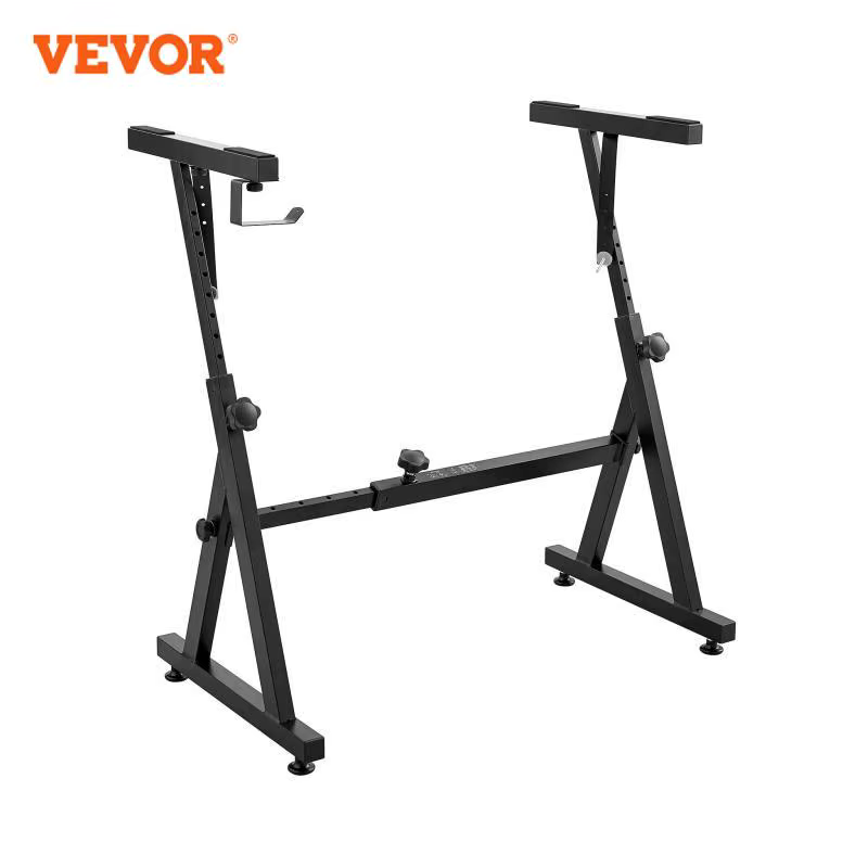 VEVOR Piano Keyboard Stand Z Style with Adjustable Wheels Anti-Slip Pads Headphone Hook, Fits for 54-88 Key Electric Pianos