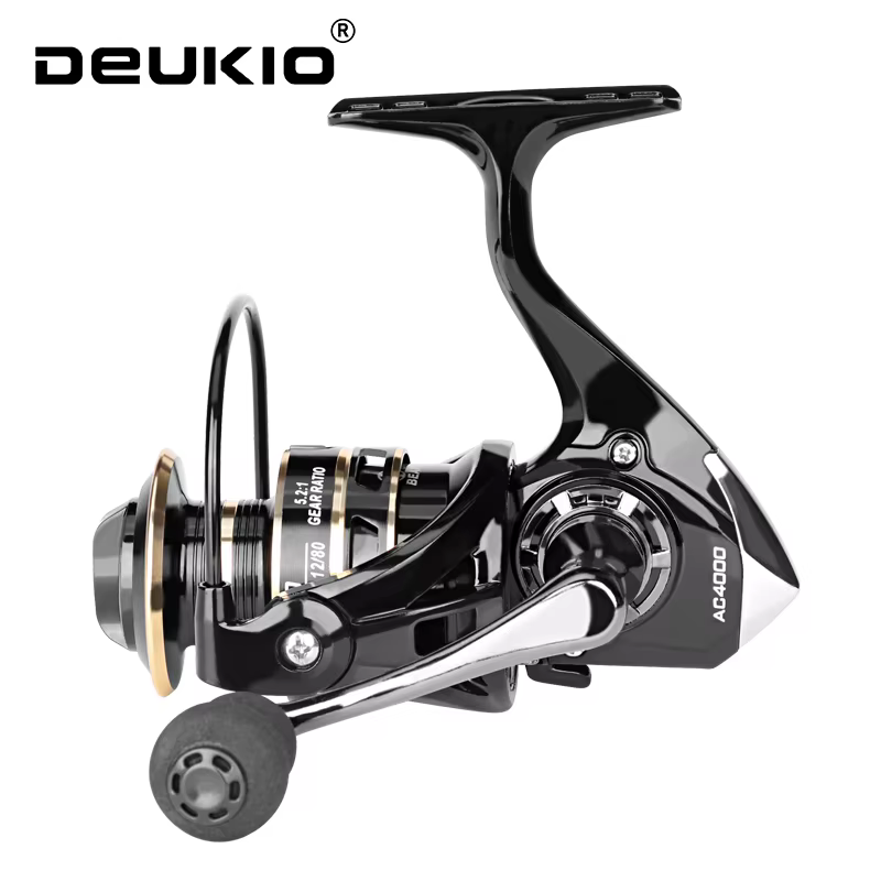 DEUKIO Spinning Reels 12KG Max Drag Carrete de pesca 5.2:1 Metal Handle Fishing Reel Coils Reel for Fishing Accessories 2023