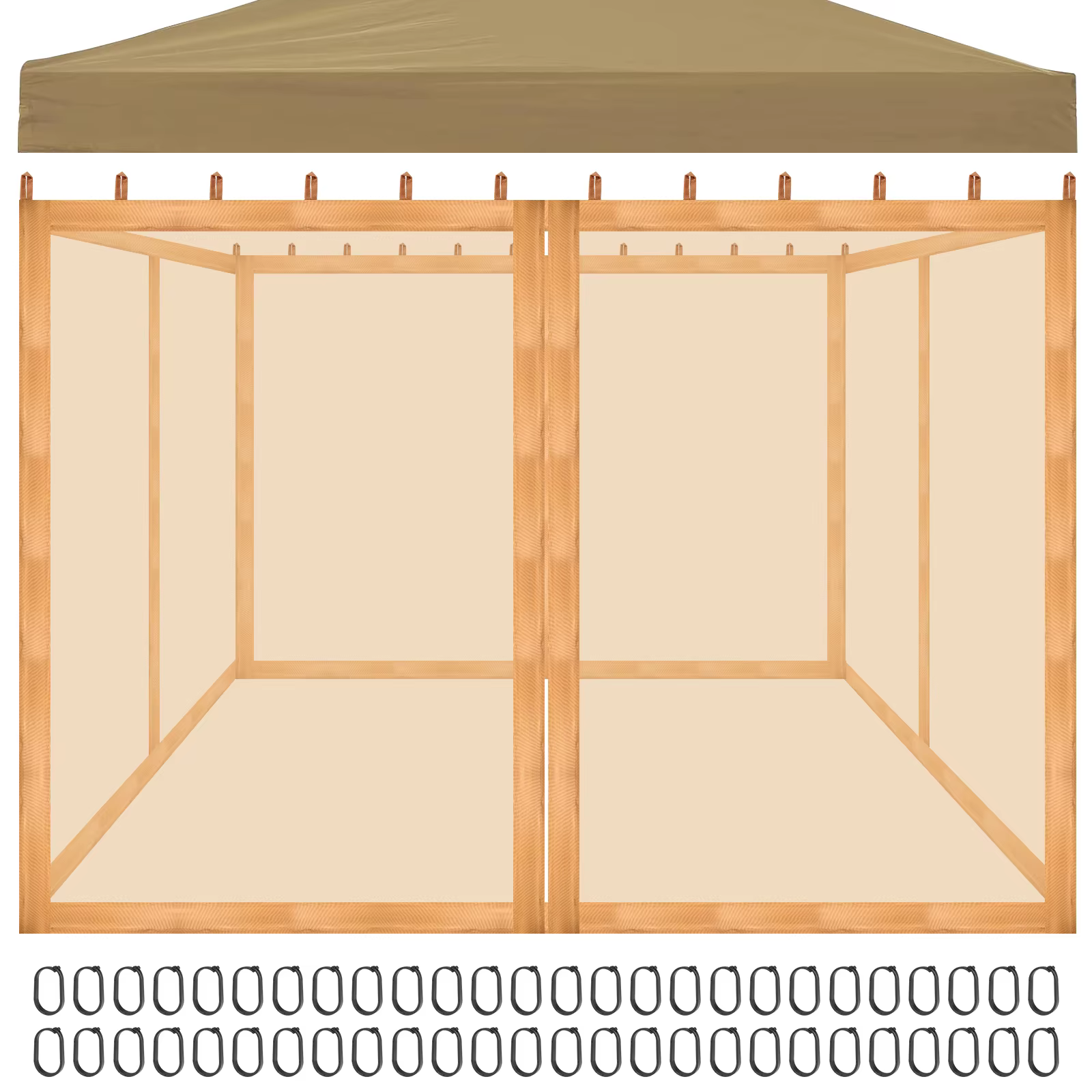 12x12ft Replacement Mosquito Netting Universal Gazebo Net with Zippers for Outdoor Garden Patio Gazebo 4-Panel Screen Sidewalls