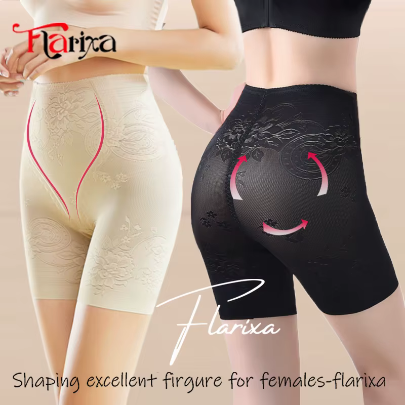 Flarixa Lace High Waist Shapewear Women Tummy Control Panties Body Shaper Women Belly Slimming Thin Postpartum Boxer Shorts