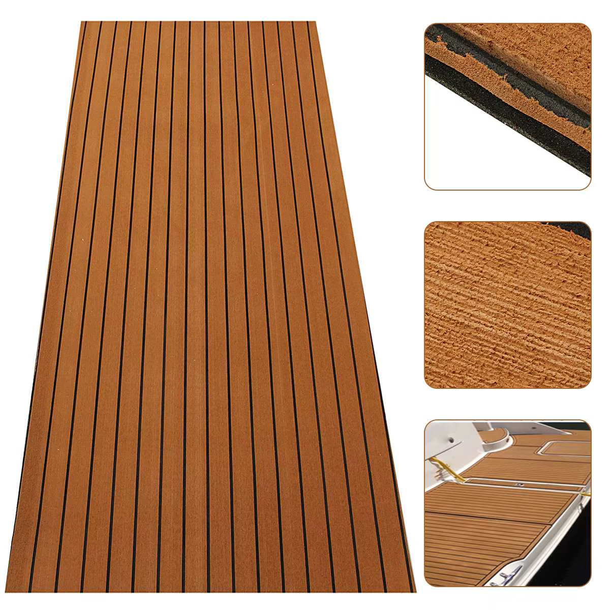 Boat Flooring 2400x900x5mm Self Adhesive EVA Boat Yacht Marine Flooring Faux Teak Decking Sheet Pad Foam Floor Mat