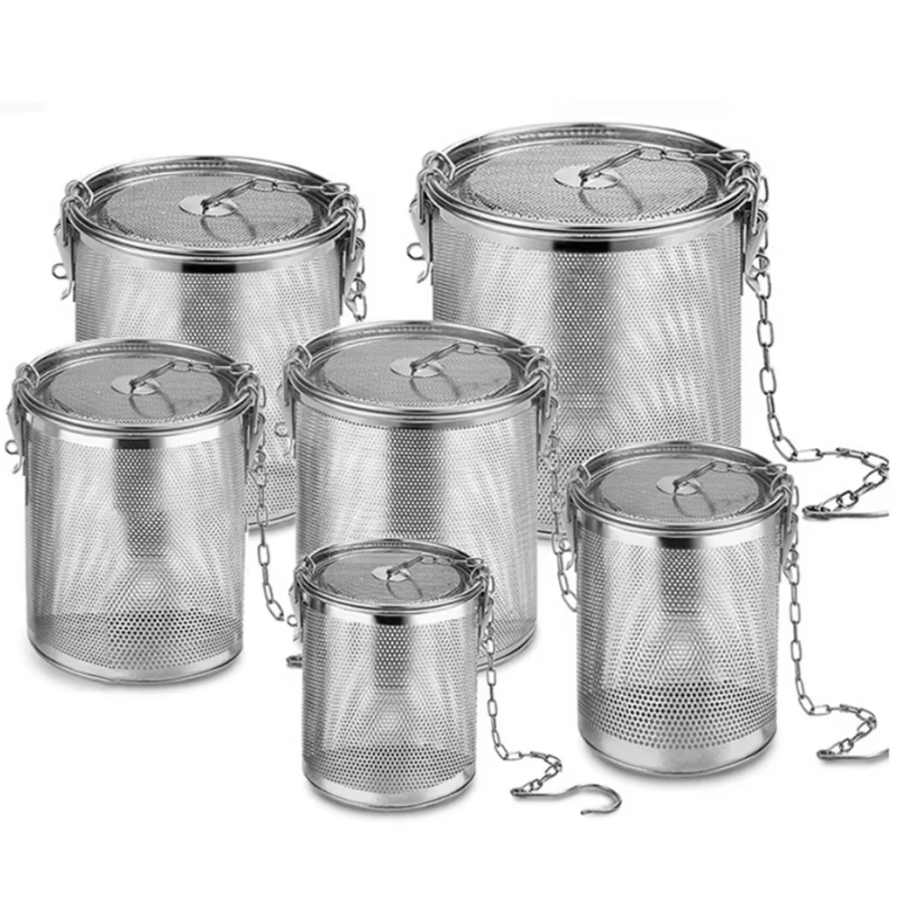 304 Stainless Steel Tea Ball Infuser Spices Strainer Fine Mesh Soup Seasonings Separation Basket with Chain Hook Kitchen Tool