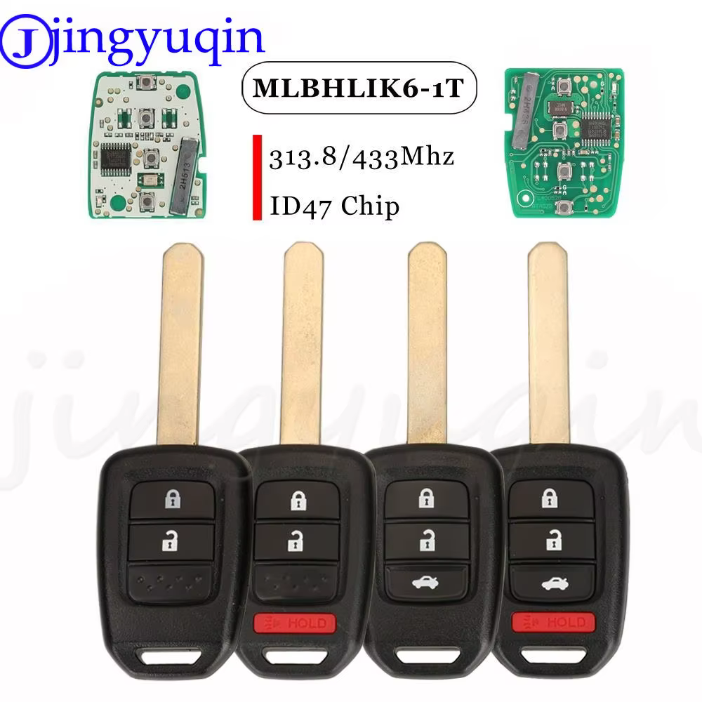 Jingyuqin 2/3/4BTN Car Key Fob PCF7961 Chip Remote Key Fob For Honda 2013-2015 CRV 2013-2017 Accord Civic Fit MLBHLIK6-1TA ID47
