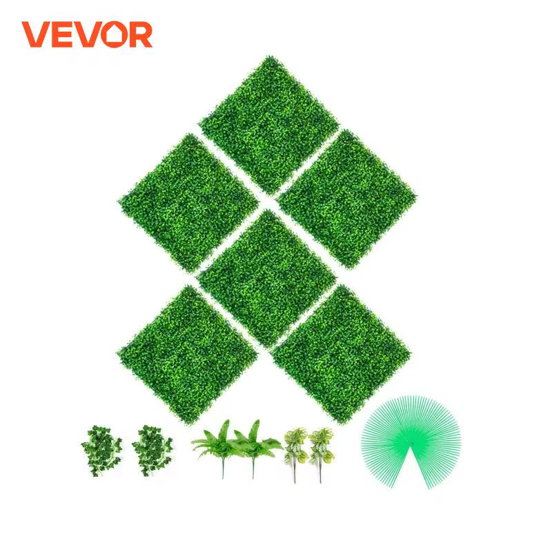 VEVOR Artificial Boxwood Panel 6 PCS 20"x20" PE Grass Backdrop Wall 1.6" for Decoration of Outdoor, Indoor, Garden and Fence