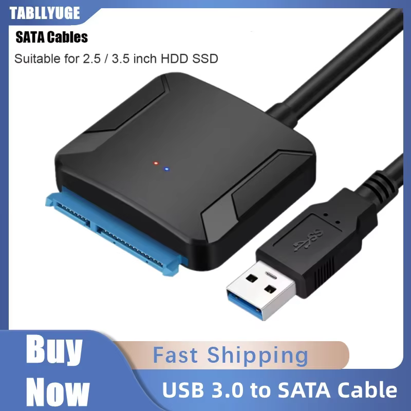 USB 3.0 to SATA Cable SATA III Hard Drive Adapter Converter for 2.5" 3.5" SSD HDD Hard Drive Disk UASP with 12V/2A Power Adapter