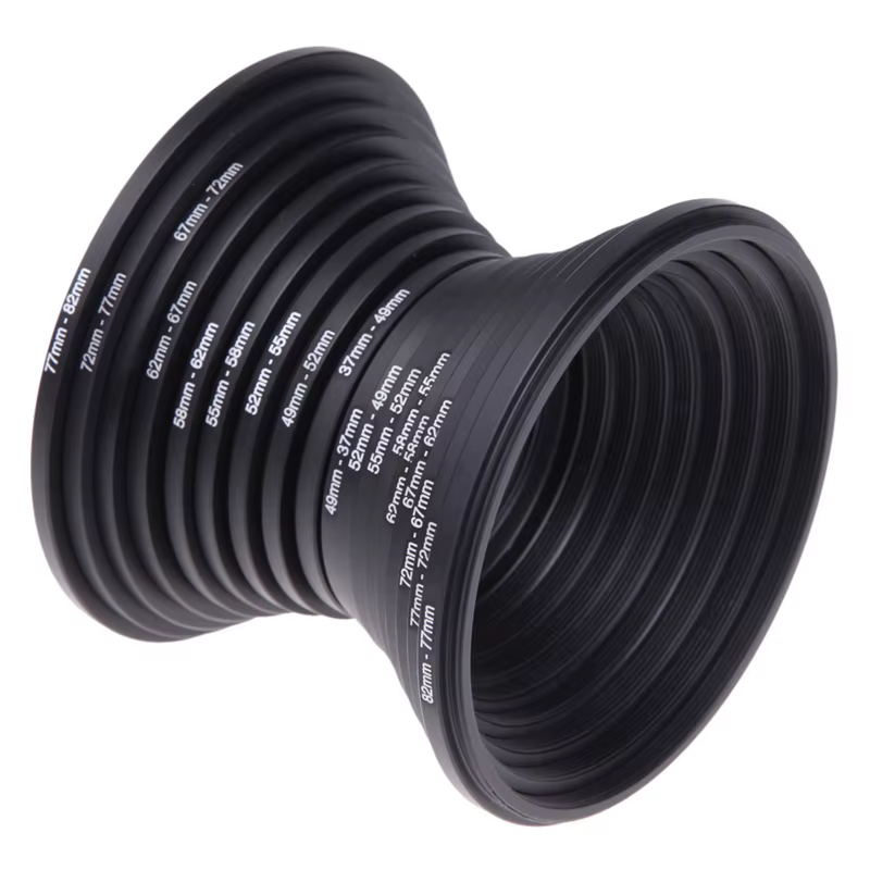 8pcs Filter Step Up Rings Adapter 49-52-55-58-62-67-72-77-82mm 49mm-82mm Filter Lens Camera Accessories High Quality