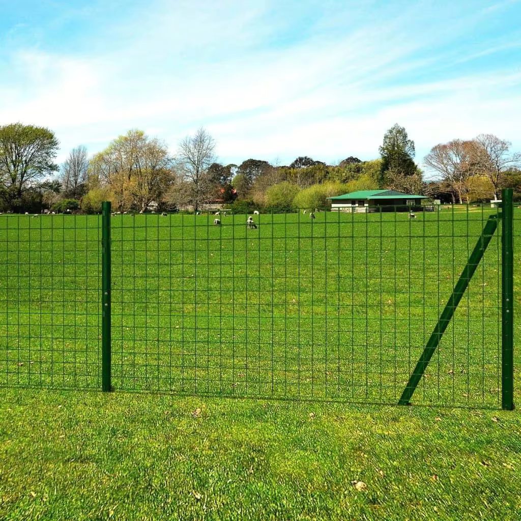 25x1.7m Green Steel Euro Fence - Durable Outdoor Garden Barrier