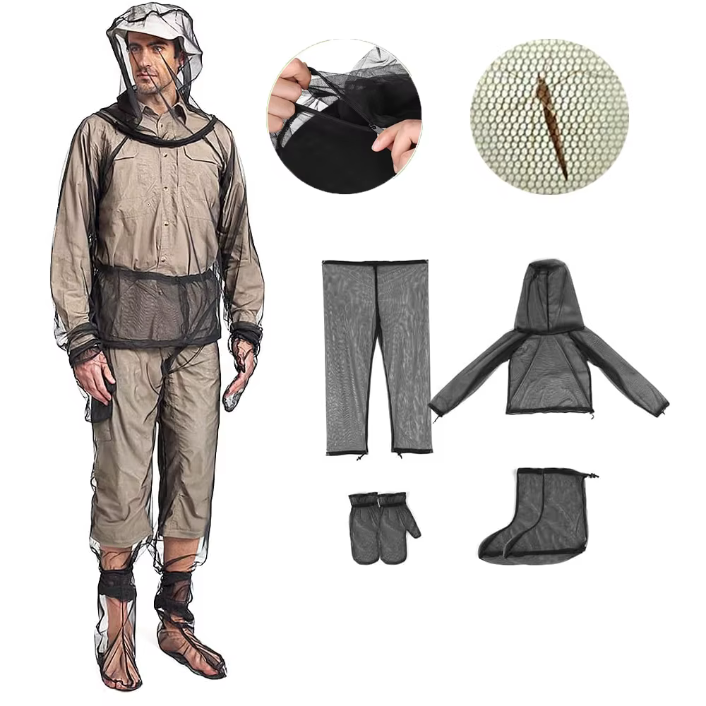 Bee Mosquito Bites Clothing Net Suit  Hoodie Pants Mittens Socks Lightweight Fine Mesh Full Body for Camping Hunting Fishing