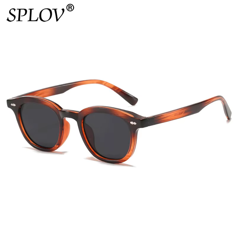 Fashion Round Sunglasses Vintage Rivets Women Men Jelly Color Eyewear Shades Leopard Black Oculos De Sol UV400