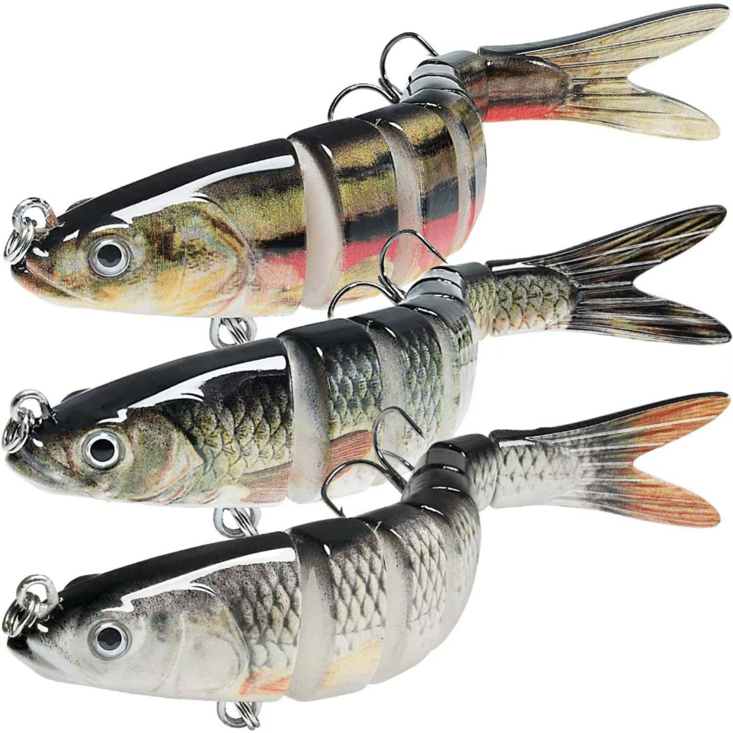 Bass & Trout Fishing Lures Kit - Lifelike Multi-Jointed Swimbaits, Versatile Slow Sinking for Fresh & Saltwater Angling