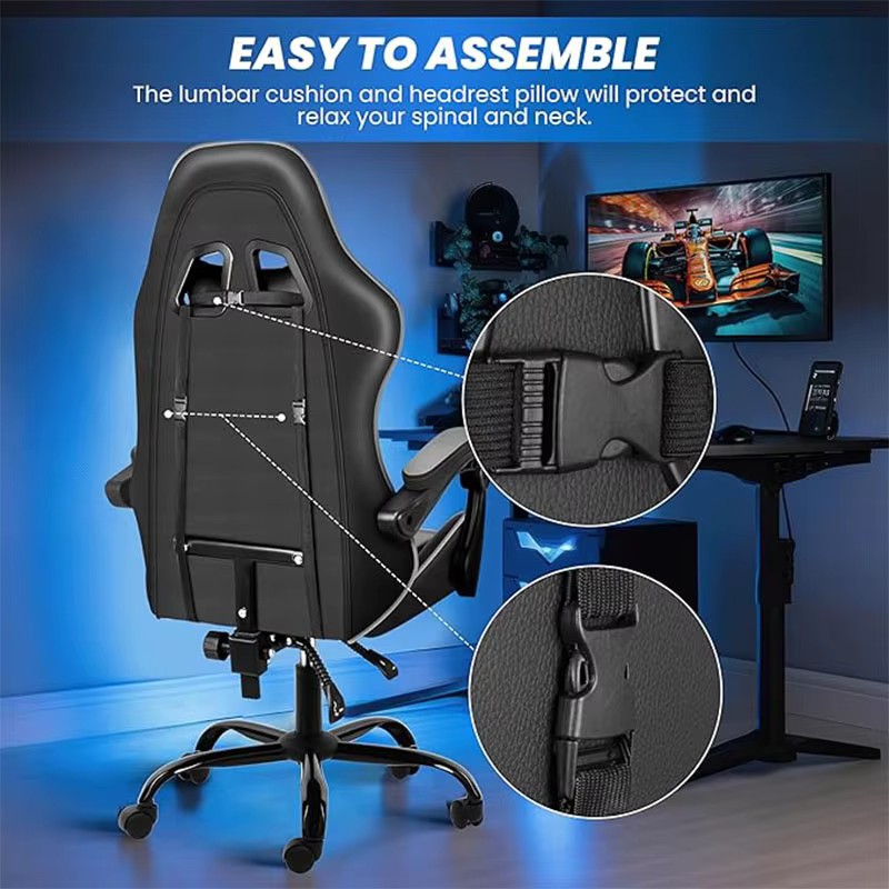 YSSOA Gaming Chair, Computer Chair with Footrest,Swivel Recliner Ergonomic Racing Style Video Game Chair with Lumbar Support,