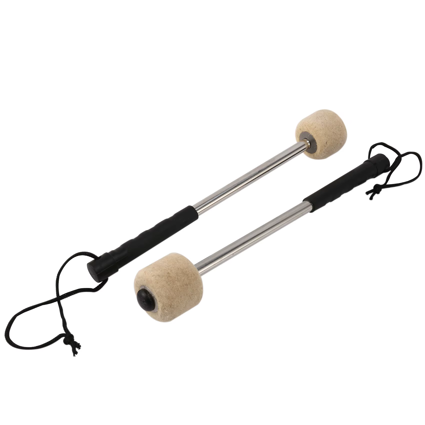 2 件 Bass Drum Mallet Felt Head Percussion Mallets Timpani Sticks with Stainless Steel Handle, White