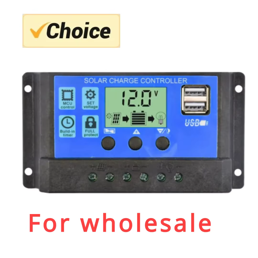 Solar Charge Controller 12V/24V PWM 10A  with Adjustable LCD Display Timer Setting for  Wholesale mmpt solar controller