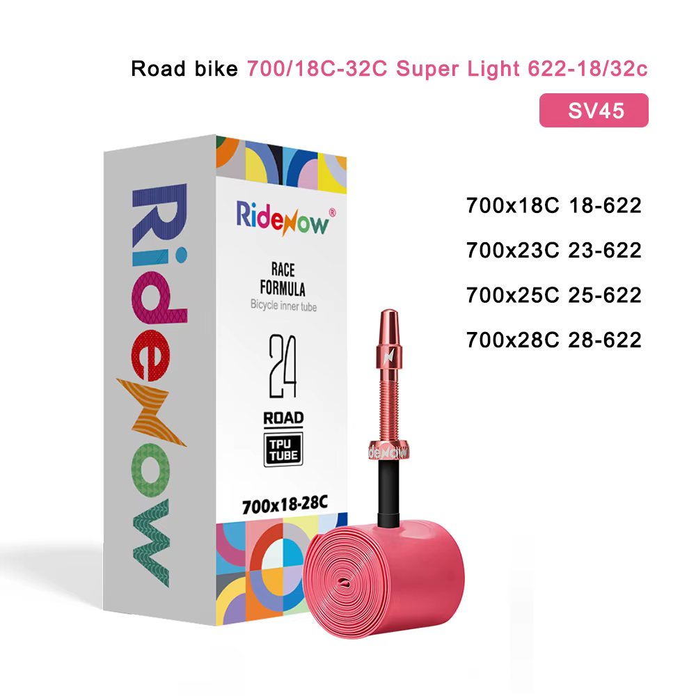 RideNow New Ultralight Metal Nozzle 700x18-28c Road Bicycle Inner Tube TPU Durable Universal 24g Weight External Threading Tube