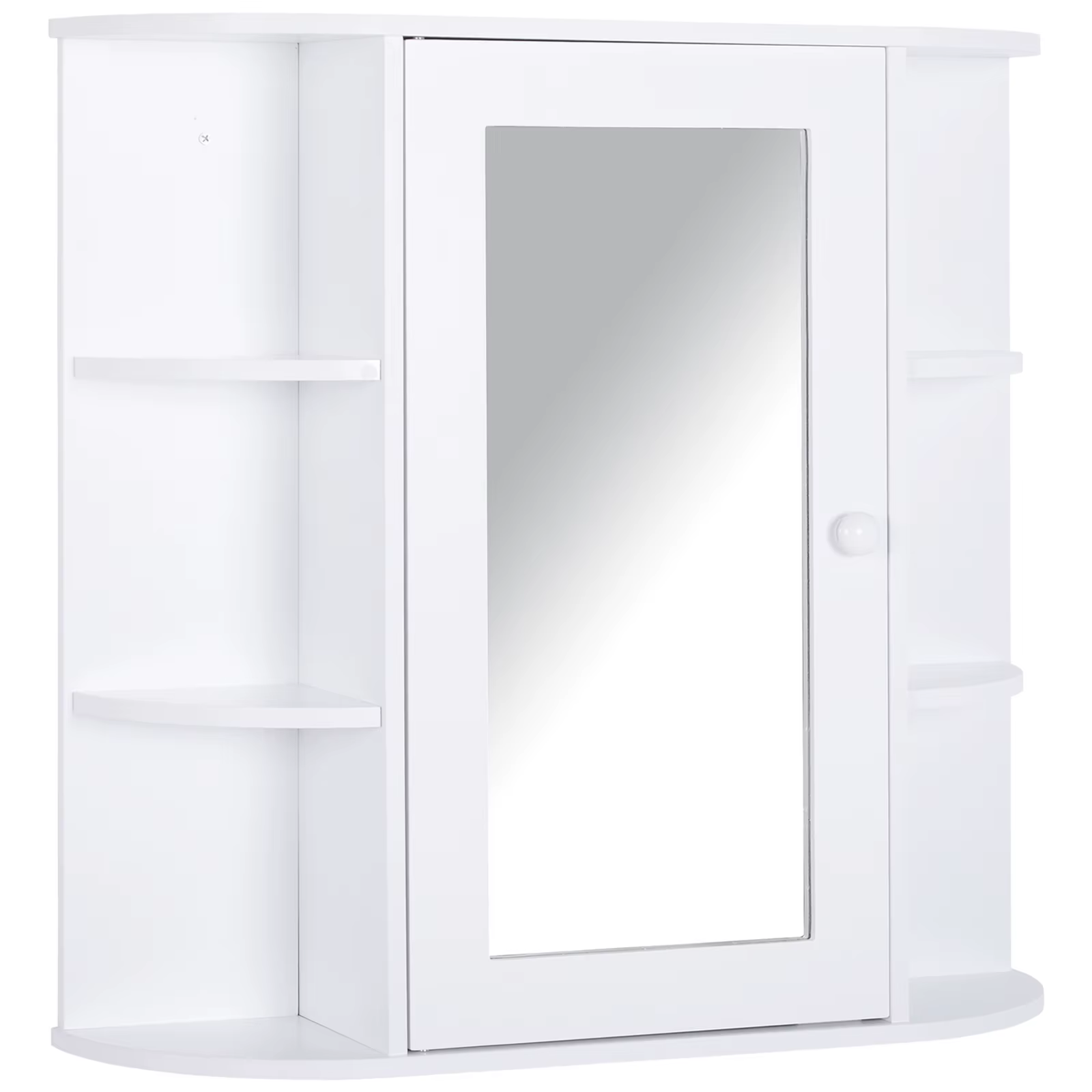 HOMCOM bathroom cabinet with mirror toilet hanging cabinet with 1 Door 2 interior shelves and 6 side shelves for living room kitchen bedroom 66x17x63 cm White